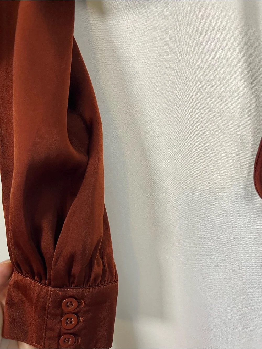 Mable rust satin corset lace up puff sleeve crop top sz s sexy night out - Picture 5 of 7